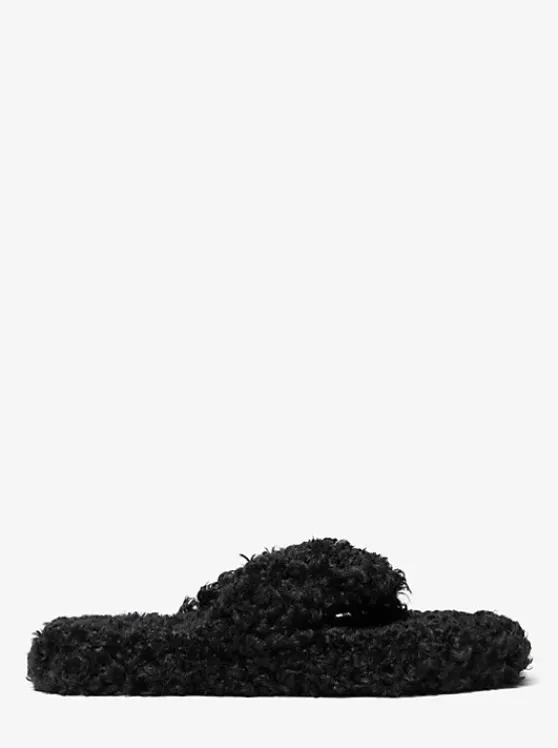 Michael Kors Alani Faux-Fur Flip Flop | BLACK Outlet