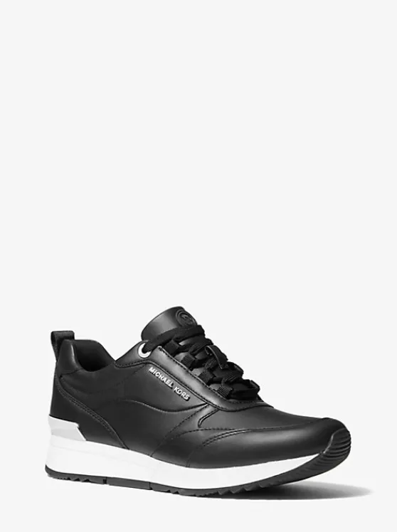 Michael Kors Allie Stride Leather and Nylon Trainer BLACK Outlet