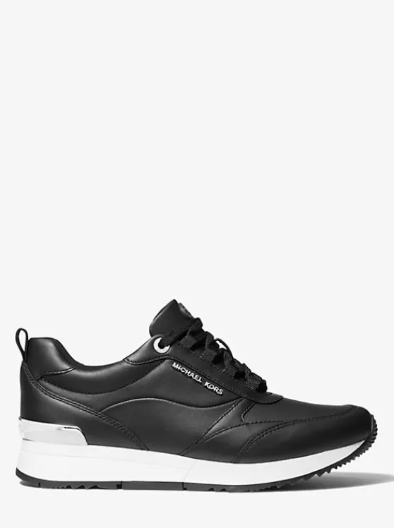 Michael Kors Allie Stride Leather and Nylon Trainer BLACK Outlet