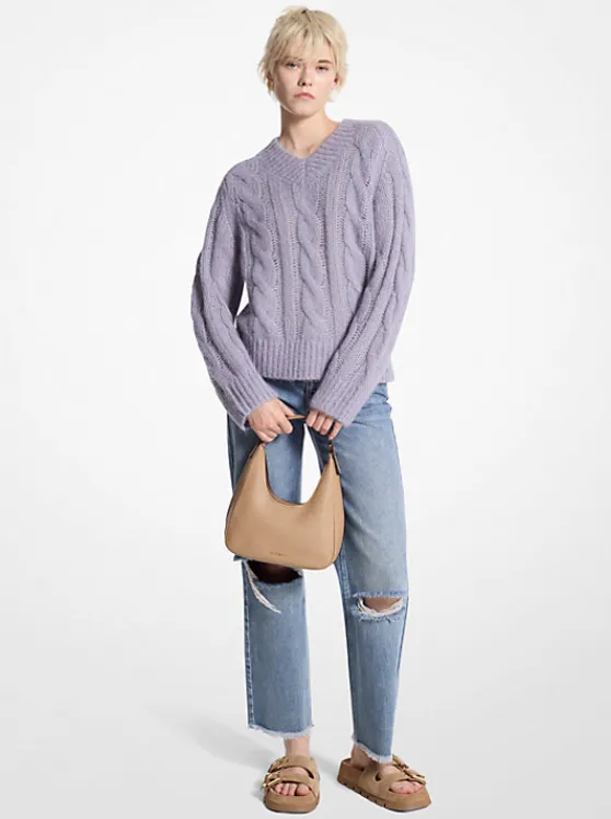 Michael Kors Alpaca Blend Cable Knit Sweater SWEETLILAC Online