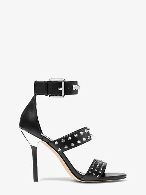 Michael Kors Amal Astor Stud Leather Sandal BLACK Cheap