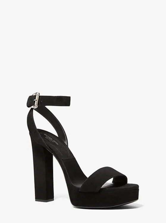 Michael Kors Anabelle Suede Platform Sandal BLACK Discount