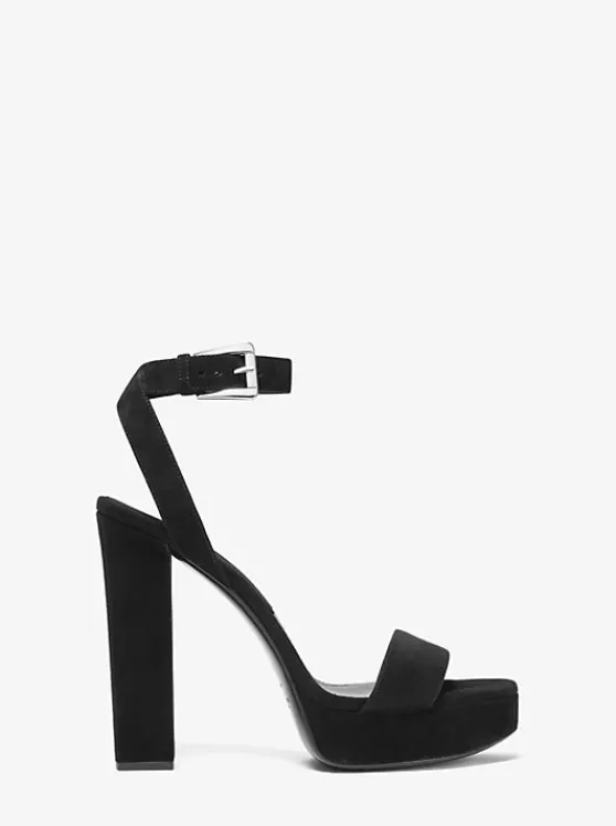 Michael Kors Anabelle Suede Platform Sandal BLACK Discount