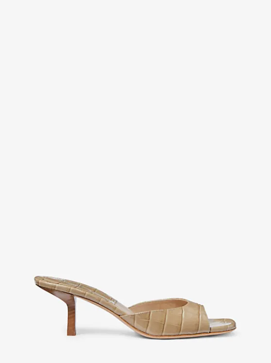 Michael Kors Anita Crocodile Embossed Leather Sandal | SAND Best