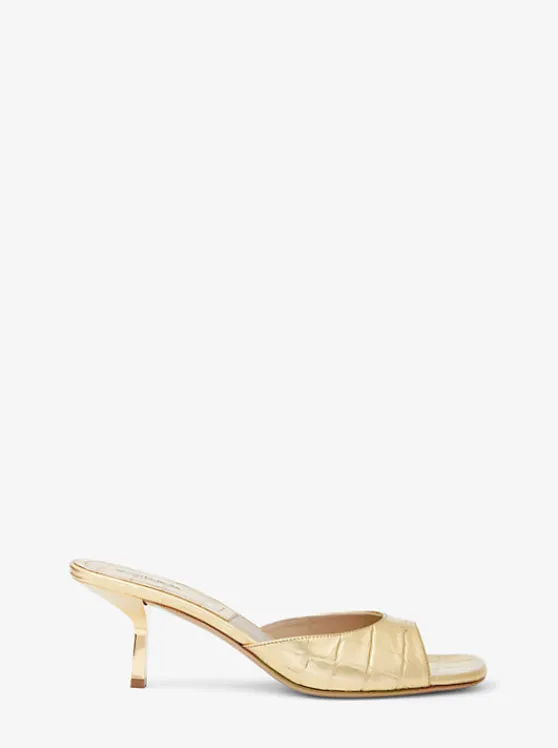 Michael Kors Anita Metallic Crocodile Embossed Sandals GOLD Online