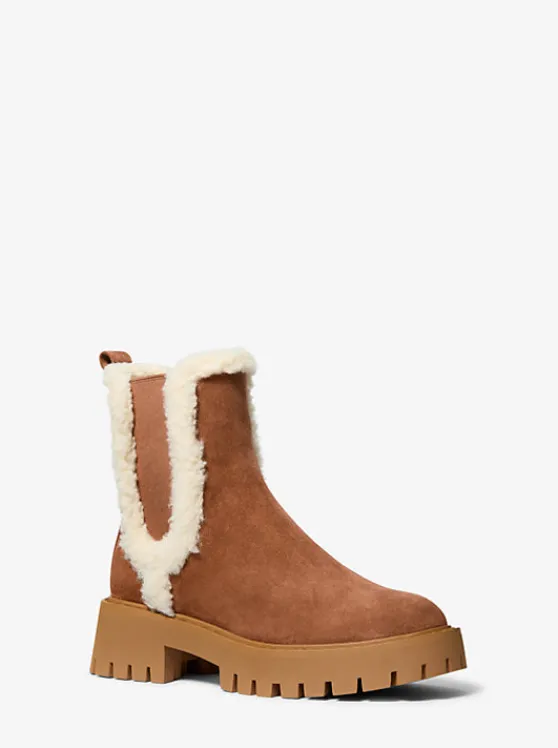 Michael Kors Asher Suede and Faux Shearling Boot LUGGAGE Store