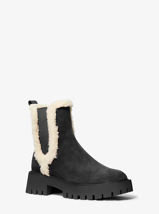 Michael Kors Asher Suede and Faux Shearling Boot BLACK Store