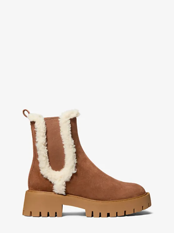 Michael Kors Asher Suede and Faux Shearling Boot LUGGAGE Store