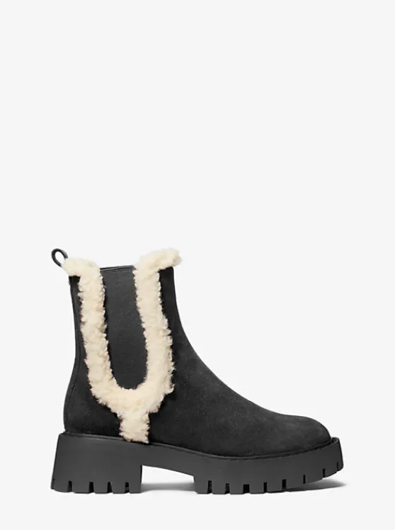 Michael Kors Asher Suede and Faux Shearling Boot BLACK Store