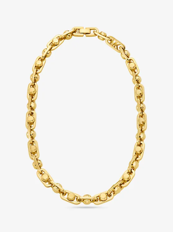 Michael Kors Astor Link Large Precious Metal-Plated Brass Necklace GOLD Discount