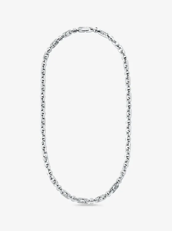 Michael Kors Astor Link Medium Precious Metal-Plated Brass Necklace SILVER Fashion