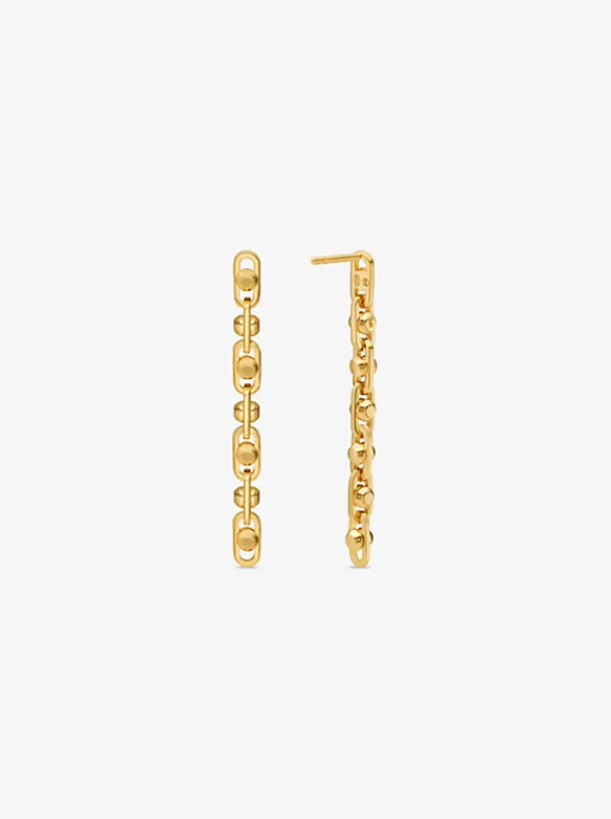 Michael Kors Astor Link Precious Metal-Plated Sterling Silver Drop Earrings GOLD Best Sale