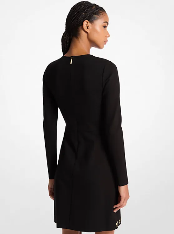 Michael Kors Astor Stud Stretch Knit Long-Sleeve Dress | BLACK Shop