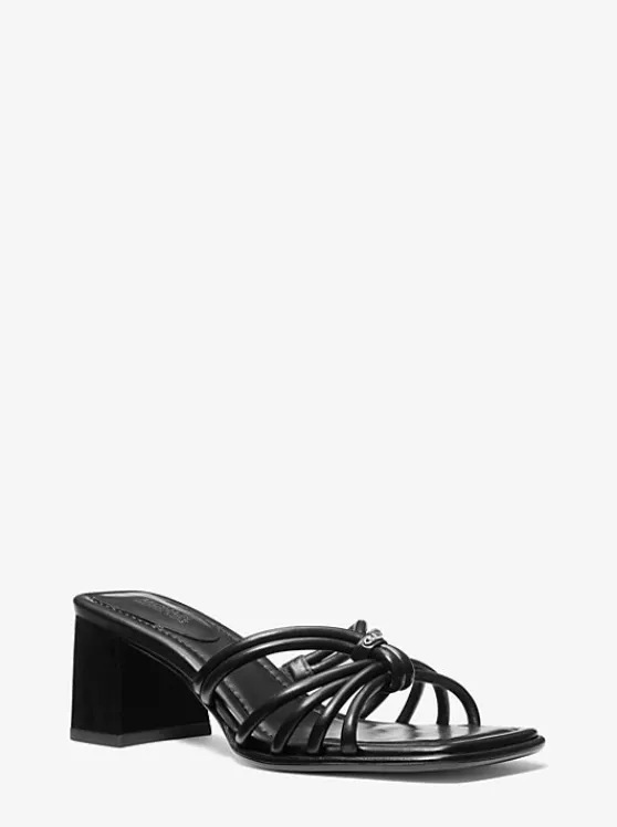 Michael Kors Astra Leather Mule BLACK Best Sale