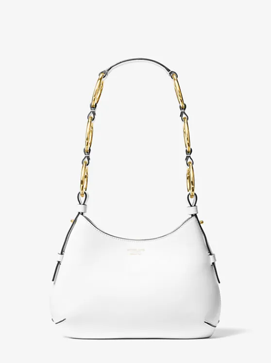 Michael Kors Bardot Mini Leather Hobo Shoulder Bag OPTICWHITE Discount