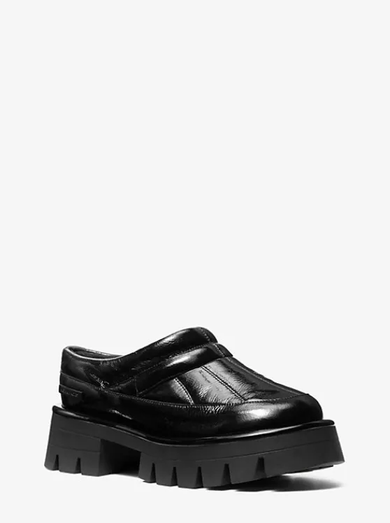 Michael Kors Barton Crackled Patent Leather Slipper BLACK Outlet