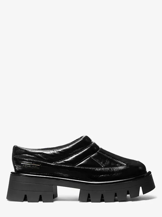 Michael Kors Barton Crackled Patent Leather Slipper BLACK Outlet