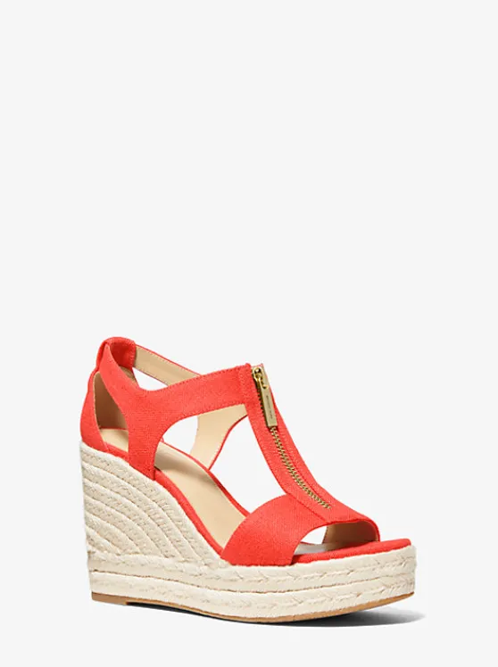 Michael Kors Berkley Canvas Wedge Sandal SPICEDCORAL Online