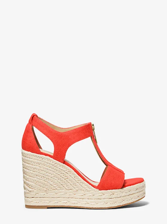 Michael Kors Berkley Canvas Wedge Sandal SPICEDCORAL Online