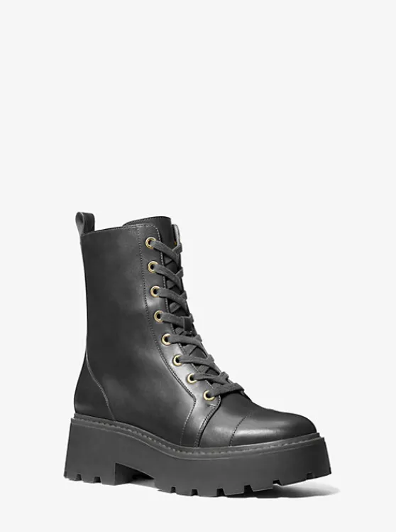 Michael Kors Blake Leather Combat Boot | BLACK Store