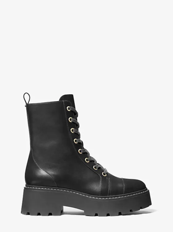 Michael Kors Blake Leather Combat Boot | BLACK Store