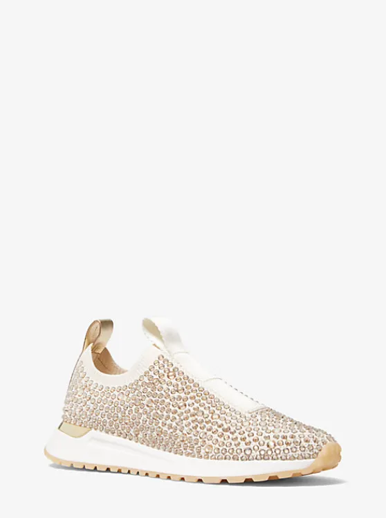 Michael Kors Bodie Embellished Mesh Slip-On Trainer CREAM Cheap