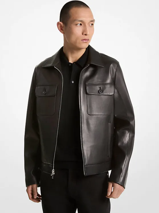 Michael Kors Bonded Leather Jacket Flash Sale