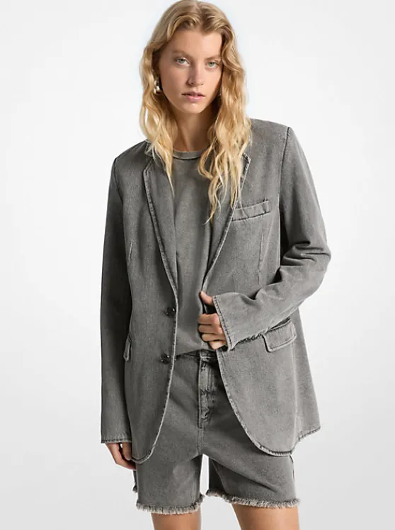 Michael Kors Boyfriend Denim Blazer CONCRETEWASH Hot