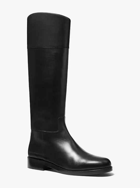 Michael Kors Braden Leather Riding Boot BLACK Best Sale