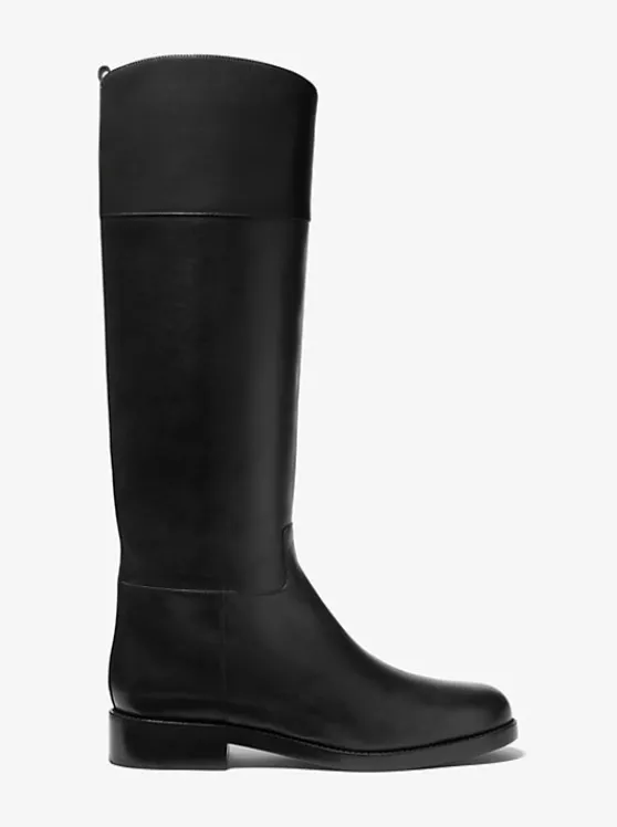 Michael Kors Braden Leather Riding Boot BLACK Best Sale