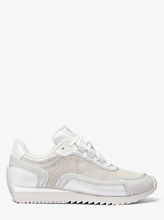 Michael Kors Byrdie Metallic Mesh Trainer SILVER Hot