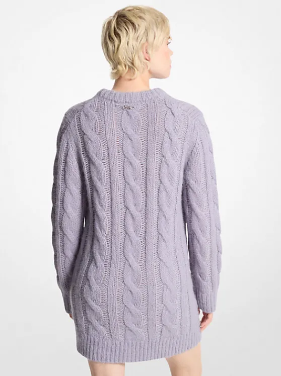 Michael Kors Cable Knit Alpaca Blend Sweaterdress SWEETLILAC Clearance