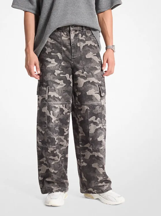 Michael Kors Camouflage Denim Cargo Jeans CHARCOALWASH Fashion