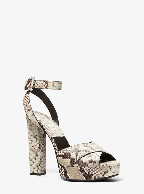 Michael Kors Cannon Python Embossed Leather Platform Sandal | NATURAL Cheap