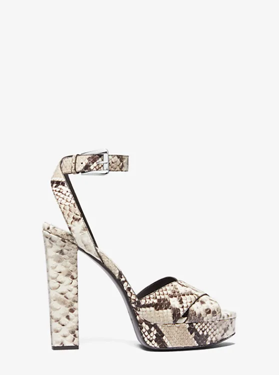 Michael Kors Cannon Python Embossed Leather Platform Sandal | NATURAL Cheap