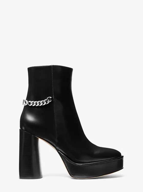 Michael Kors Carlisle Leather Platform Boot BLACK Discount