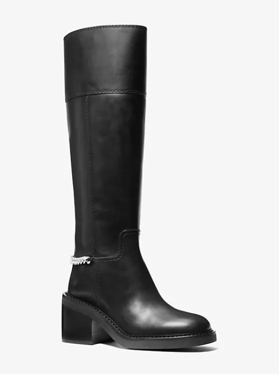 Michael Kors Carlisle Leather Riding Boot BLACK Fashion