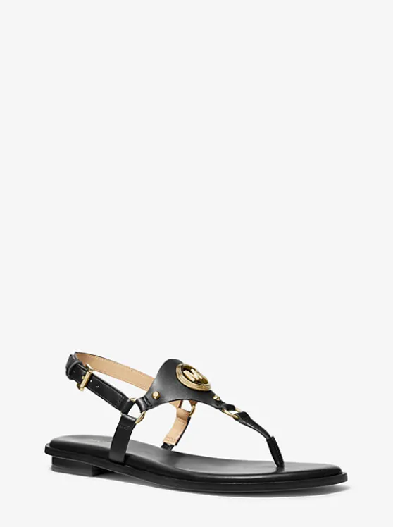 Michael Kors Casey Leather Sandal BLACK Clearance