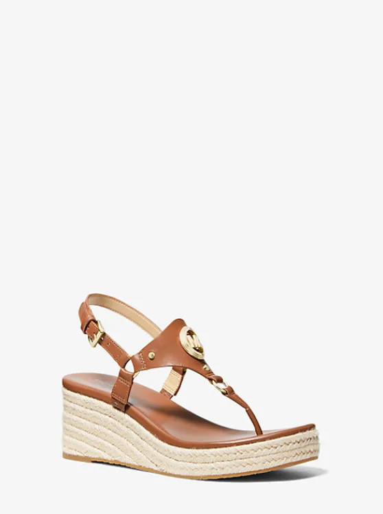 Michael Kors Casey Leather Wedge Sandal Discount