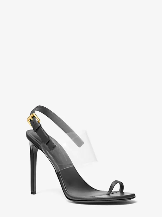 Michael Kors Catherine Leather and Vinyl Sandal | BLACK Clearance