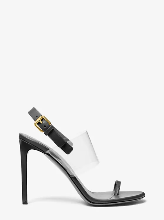 Michael Kors Catherine Leather and Vinyl Sandal | BLACK Clearance