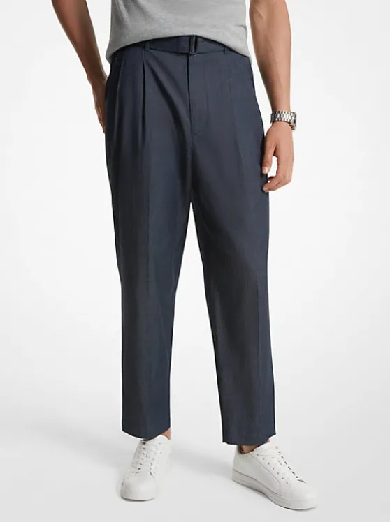 Michael Kors Chambray Belted Trousers MIDNIGHT Best