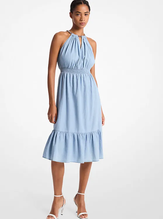 Michael Kors Chambray Halter Dress SKYBLUEWASH Discount