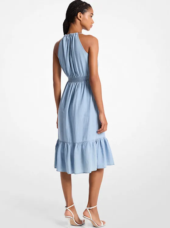 Michael Kors Chambray Halter Dress SKYBLUEWASH Discount