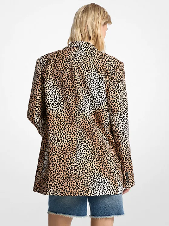 Michael Kors Cheetah Print Stretch Crepe Blazer BONE Hot