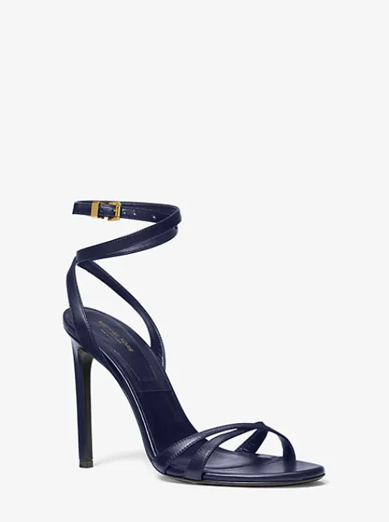 Michael Kors Chrissy Leather Sandal NAVY Sale