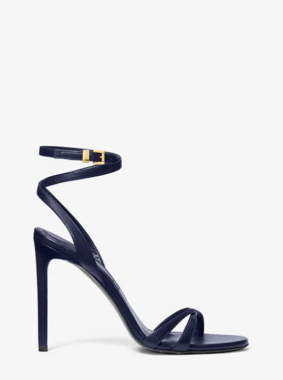 Michael Kors Chrissy Leather Sandal NAVY Sale