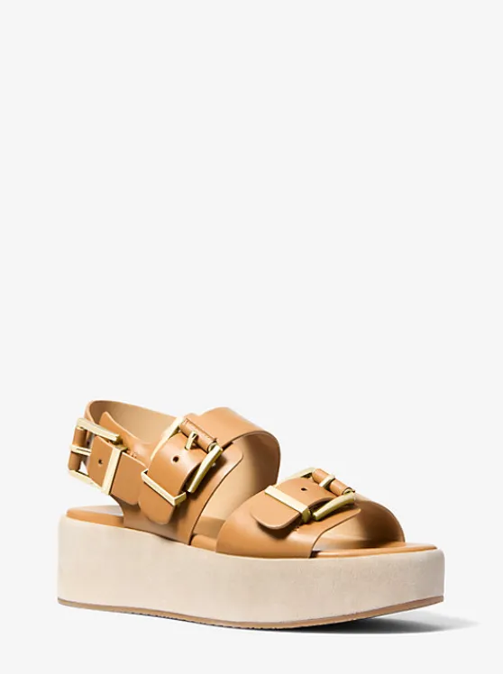 Michael Kors Colby Leather Flatform Sandal PALEPEANUT Best