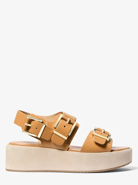 Michael Kors Colby Leather Flatform Sandal PALEPEANUT Best