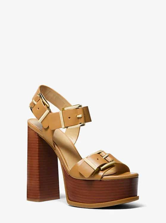 Michael Kors Colby Leather Platform Sandal PALEPEANUT Online